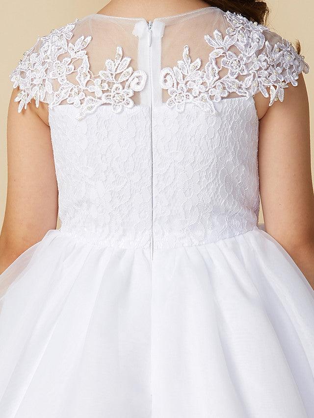 Long Ball Gown Tulle Jewel Neck Wedding First Communion Flower Girl Dresses w… - photo 6
