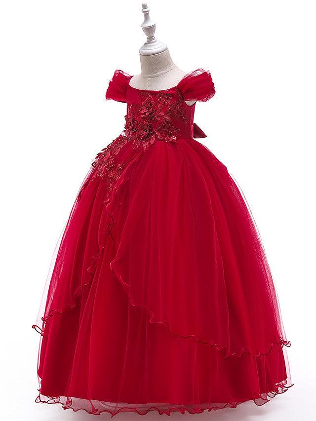 Long Ball Gown Tulle Sleeveless Off The Shoulder Wedding Party Flower Girl Dr… - photo 3