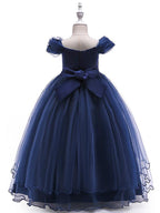 Long Ball Gown Tulle Sleeveless Off The Shoulder Wedding Party Flower Girl Dr… - photo 6