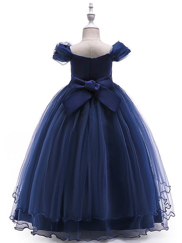 Long Ball Gown Tulle Sleeveless Off The Shoulder Wedding Party Flower Girl Dr… - photo 6