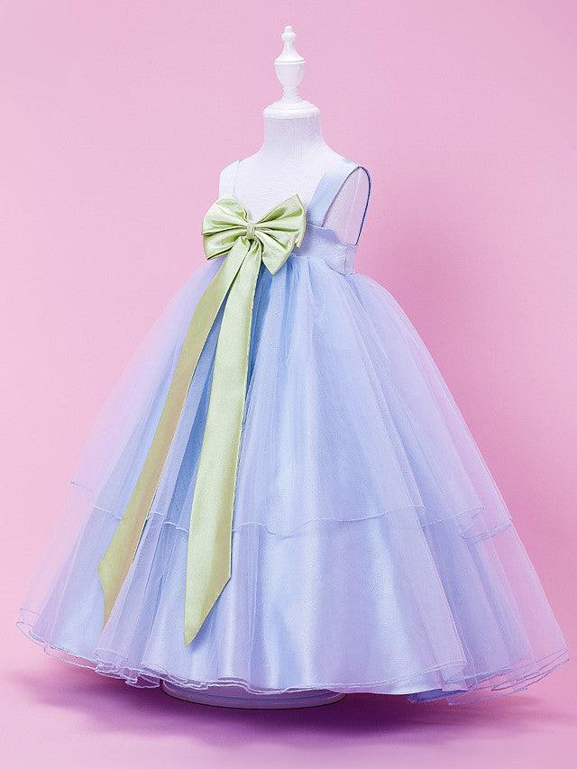 Long Ball Gown Tulle Stretch Satin Sleeveless Straps Wedding Party Flower Gir… - photo 2