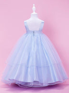 Long Ball Gown Tulle Stretch Satin Sleeveless Straps Wedding Party Flower Gir… - photo 3