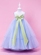 Long Ball Gown Tulle Stretch Satin Sleeveless Straps Wedding Party Flower Gir… - photo 1