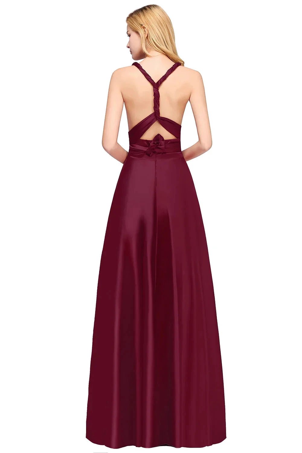 Spaghetti Straps Satin Long Bridesmaid Dresses Prom Party Gown by misshow.com