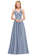 Spaghetti Straps Satin Long Bridesmaid Dresses Prom Party Gown by misshow.com