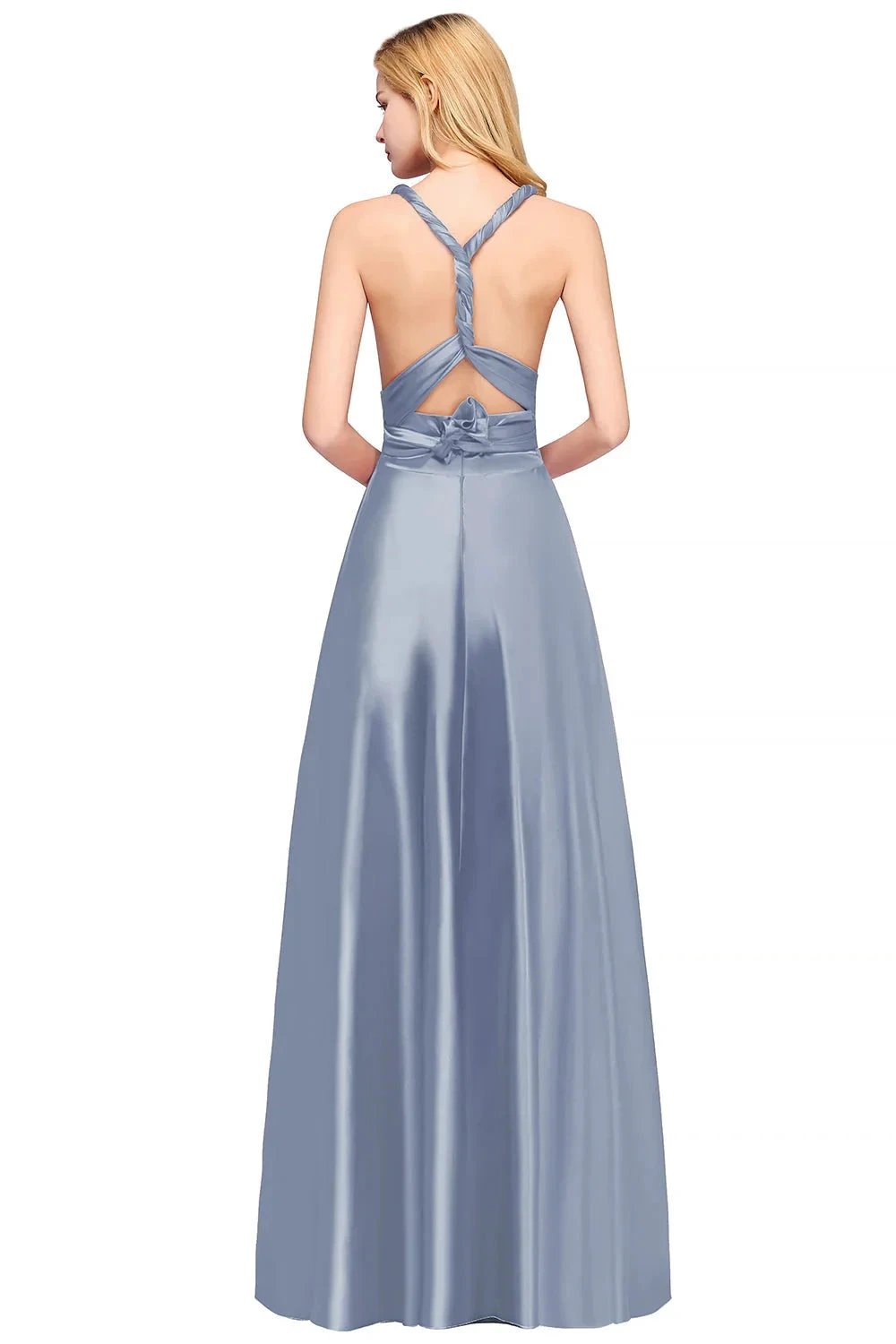Spaghetti Straps Satin Long Bridesmaid Dresses Prom Party Gown by misshow.com