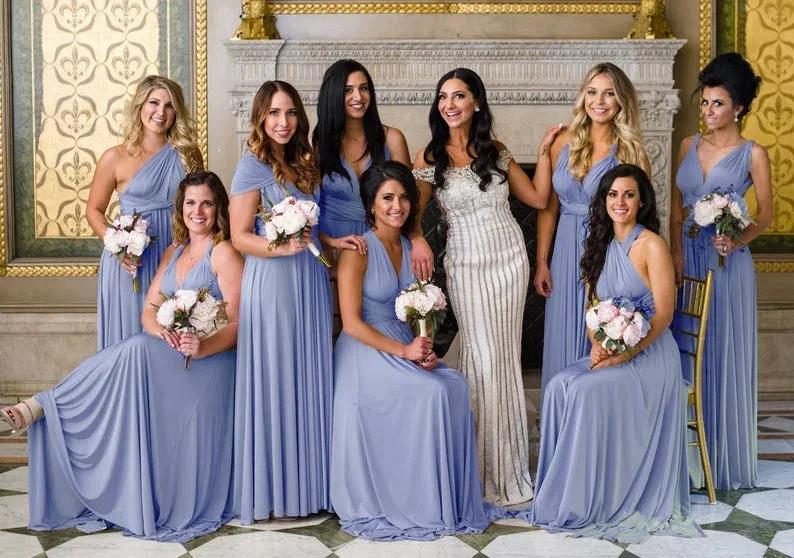 Spaghetti Straps Satin Long Bridesmaid Dresses Prom Party Gown by misshow.com