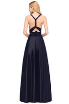 Spaghetti Straps Satin Long Bridesmaid Dresses Prom Party Gown by misshow.com