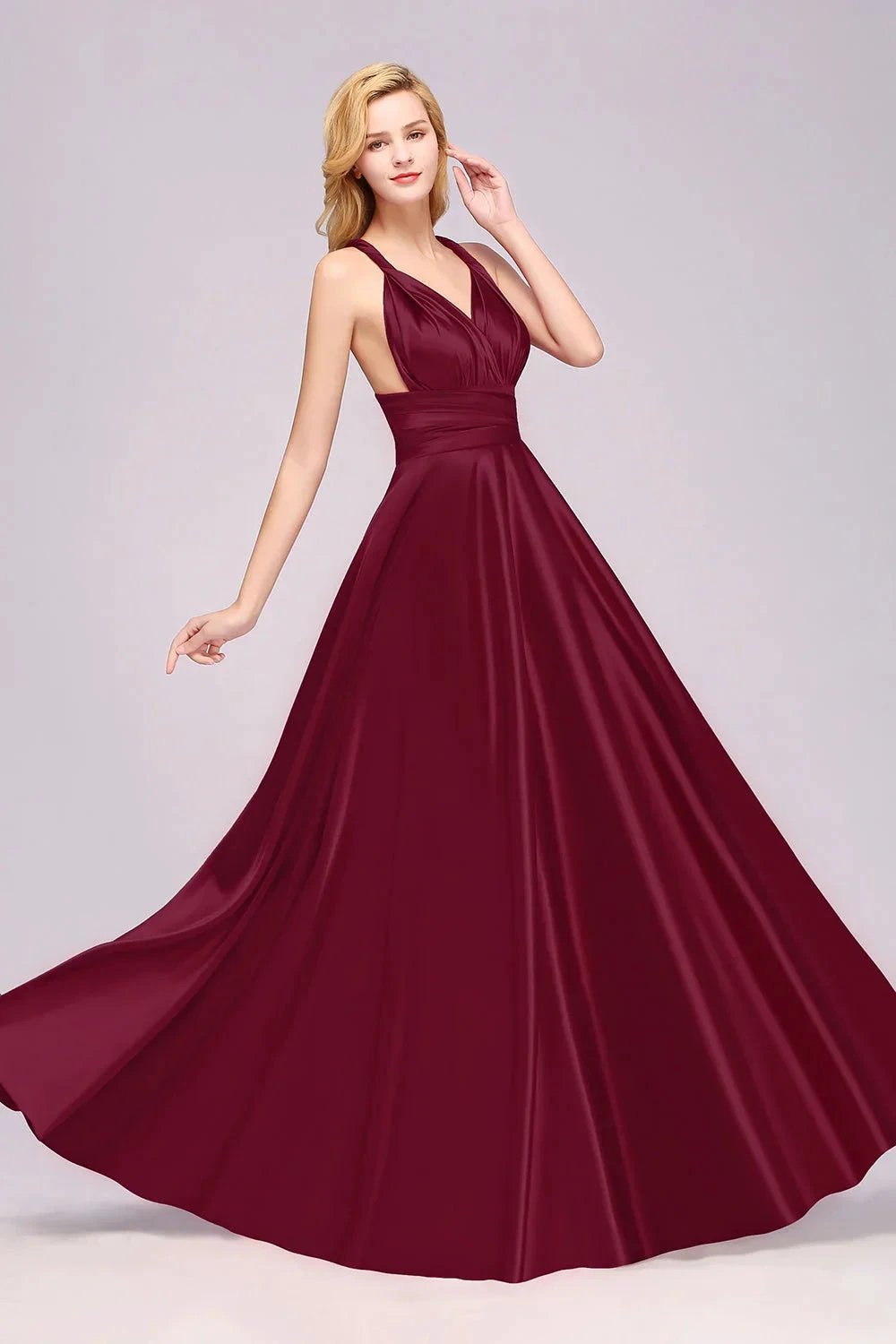 Spaghetti Straps Satin Long Bridesmaid Dresses Prom Party Gown by misshow.com