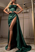 Long Mermaid Dark Green Prom Dress With Split by BIZTUNNEL