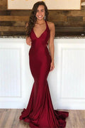 Long Mermaid Halter Open Back Prom Dress by BIZTUNNEL