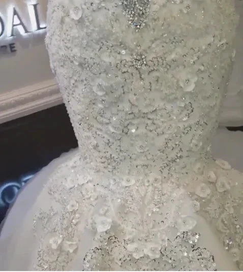 Long Mermaid Off-the-Shoulder Appliques Crystals Wedding Dress by BIZTUNNEL