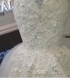 Long Mermaid Off-the-Shoulder Appliques Crystals Wedding Dress by BIZTUNNEL