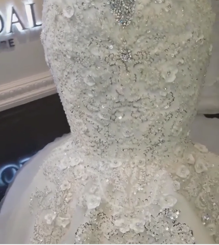 Long Mermaid Off-the-Shoulder Appliques Crystals Wedding Dress