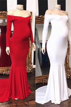 Long Mermaid Off-the-shoulder Pregnant Formal Evening Dress with Sleeves by BIZTUNNEL