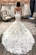 Long Mermaid Off-the-shoulder Tulle Wedding Dresses by BIZTUNNEL
