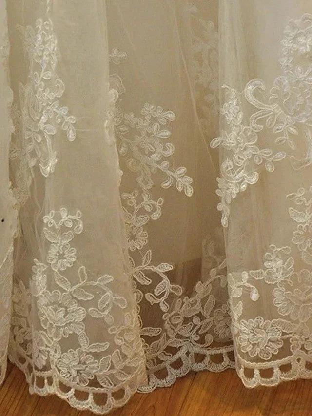 Long Mermaid Strapless Court Train Lace Organza Wedding Dresses by BIZTUNNEL