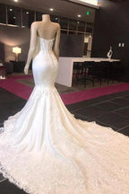 Long Mermaid Sweetheart Appliques Lace Wedding Dress by BIZTUNNEL