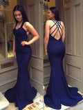 Long Mermaid Sweetheart Backless Satin Graduation Formal Prom Dresses by BIZTUNNEL