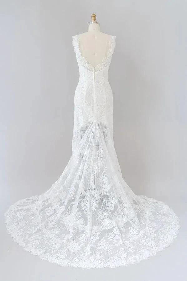 Long Mermaid Sweetheart Lace Backless Wedding Dress by BIZTUNNEL