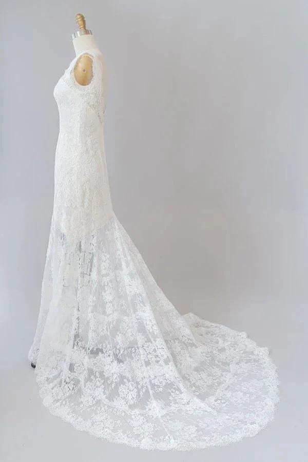 Long Mermaid Sweetheart Lace Backless Wedding Dress by BIZTUNNEL