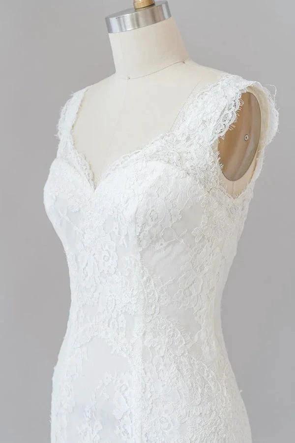 Long Mermaid Sweetheart Lace Backless Wedding Dress by BIZTUNNEL