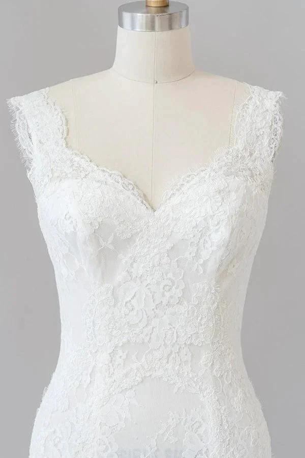 Long Mermaid Sweetheart Lace Backless Wedding Dress by BIZTUNNEL
