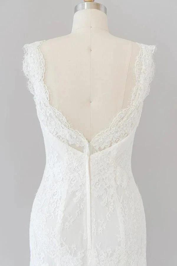 Long Mermaid Sweetheart Lace Backless Wedding Dress by BIZTUNNEL
