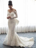 Long Mermaid Sweetheart Lace Wedding Dresses with Sleeves by BIZTUNNEL