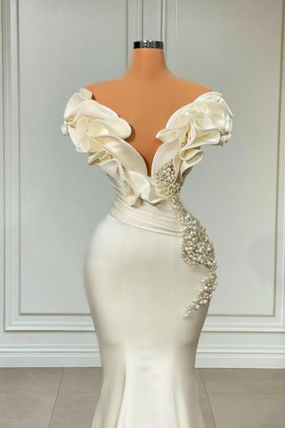 Vestido de fiesta largo de satén con escote corazón y corte sirena