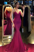 Long Mermaid V-neck Spaghetti Straps Backless Prom Dress by BIZTUNNEL