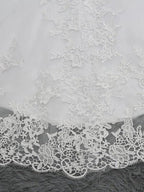 Long Mermaid V Neck Tulle Lace Backless Wedding Dresses with Cap Sleeves by BIZTUNNEL