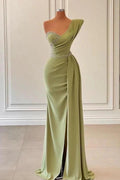Long One Shoulder Mermaid Prom Dress With Ruffles by BIZTUNNEL