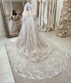 Long Plus Size A-Line Sweetheart Tulle Wedding Dresses with Lace Sleeves by BIZTUNNEL