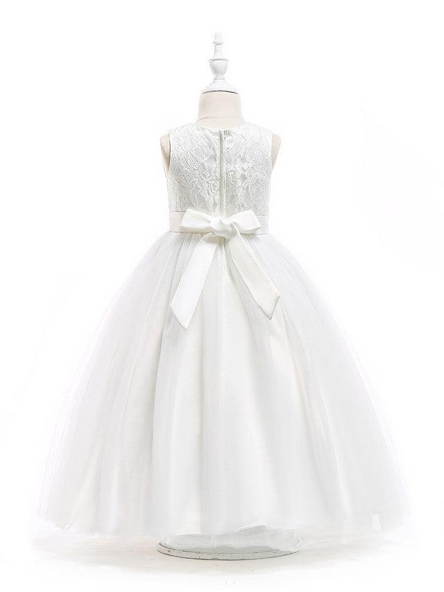 Long Princess Jewel Neck Tulle Wedding First Communion Flower Girl Dresses - photo 3