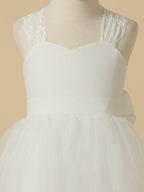 Long Princess Lace Satin Tulle Sleeveless Wedding First Communion Flower Girl… - photo 4