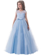 Long Princess Lace Tulle Jewel Neck Party Birthday Pageant Flower Girl Dresses - photo 3
