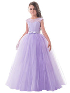 Long Princess Lace Tulle Jewel Neck Party Birthday Pageant Flower Girl Dresses - photo 1