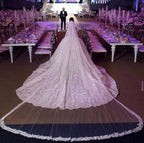 Long Princess Off-the-shoulder Lace Wedding Dress by BIZTUNNEL