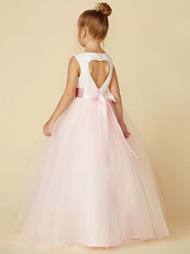 Long Princess Satin Tulle Wedding Birthday Pageant Flower Girl Dresses - photo 2