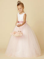 Long Princess Satin Tulle Wedding Birthday Pageant Flower Girl Dresses - photo 5