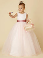 Long Princess Satin Tulle Wedding Birthday Pageant Flower Girl Dresses - photo 6
