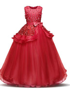 Long Princess Satin Tulle Wedding First Communion Flower Girl Dresses - photo 5