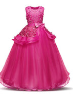 Long Princess Satin Tulle Wedding First Communion Flower Girl Dresses - photo 6