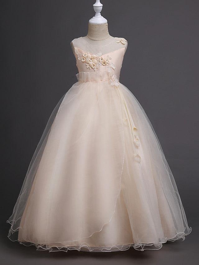 Long Princess Tulle Wedding Birthday Pageant Flower Girl Dresses - photo 3