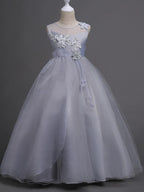 Long Princess Tulle Wedding Birthday Pageant Flower Girl Dresses - photo 6