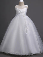 Long Princess Tulle Wedding Birthday Pageant Flower Girl Dresses - photo 1