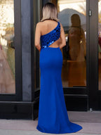 Ashley |Sheath One Shoulder Cut Mirror Sequins Prom Dress by KissProm