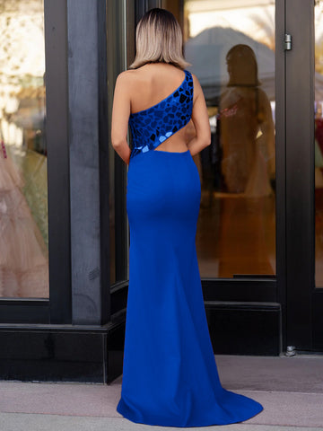 Ashley |Etuikleid mit One-Shoulder-Schnitt und Spiegelpailletten
