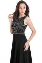 Long Sheath Jewel Floor Length Chiffon Crystals Prom Dresses by misshow.com